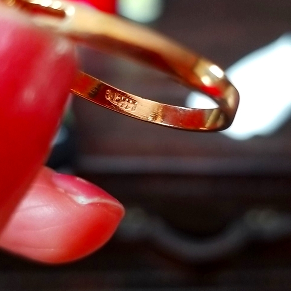 Gold plated ring with opal and cubics zirconia - Picture 4 of 4